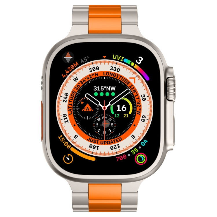 For Apple Watch SE 2023 40mm Three Beads Titanium Alloy Metal Watch Band(Titanium Orange) by bashfashion