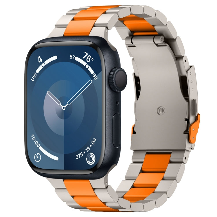 For Apple Watch Series 9 45mm Three Beads Titanium Alloy Metal Watch Band(Titanium Orange) by bashfashion