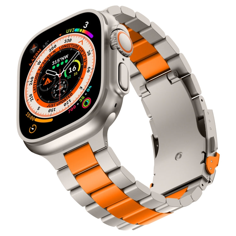 For Apple Watch Series 9 45mm Three Beads Titanium Alloy Metal Watch Band(Titanium Orange) by bashfashion