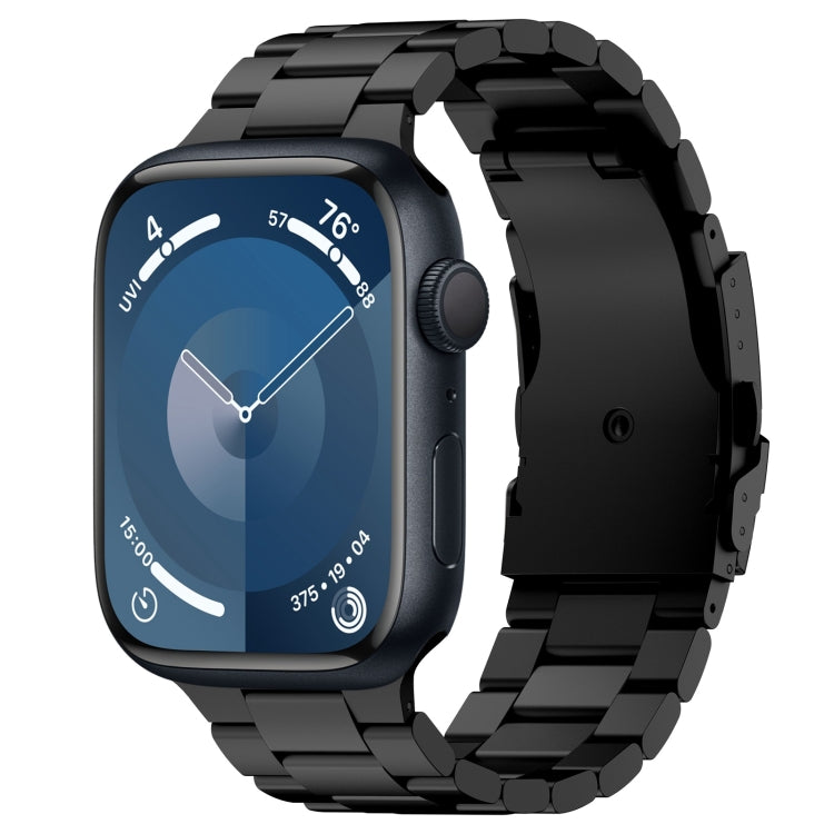 For Apple Watch Series 9 41mm Three Beads Titanium Alloy Metal Watch Band(Black) by bashfashion