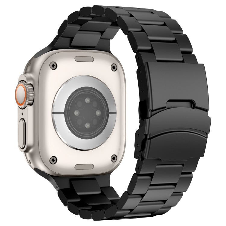 For Apple Watch Series 9 41mm Three Beads Titanium Alloy Metal Watch Band(Black) by bashfashion