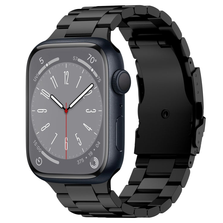 For Apple Watch Series 8 45mm Three Beads Titanium Alloy Metal Watch Band(Black) by bashfashion