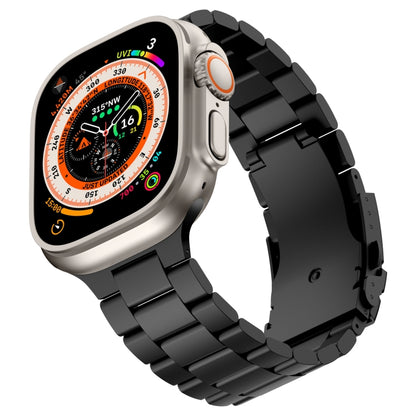For Apple Watch Series 8 45mm Three Beads Titanium Alloy Metal Watch Band(Black) by bashfashion