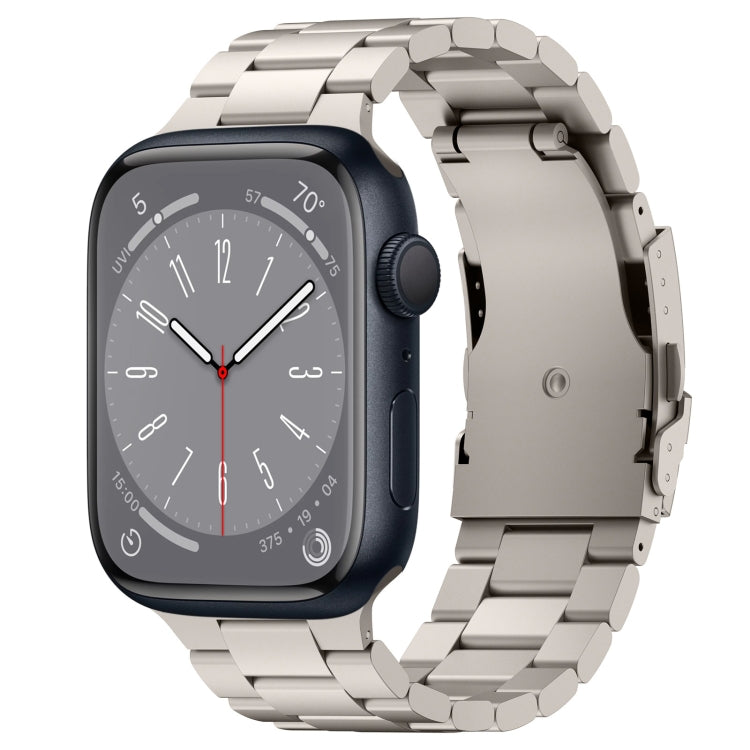 For Apple Watch Series 8 45mm Three Beads Titanium Alloy Metal Watch Band(Titanium Color) by bashfashion