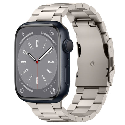 For Apple Watch Series 8 45mm Three Beads Titanium Alloy Metal Watch Band(Titanium Color) by bashfashion