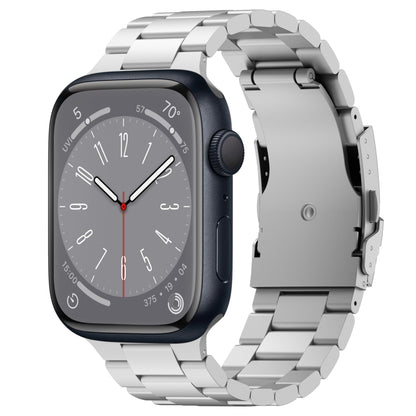 For Apple Watch Series 8 45mm Three Beads Titanium Alloy Metal Watch Band(Silver) by bashfashion
