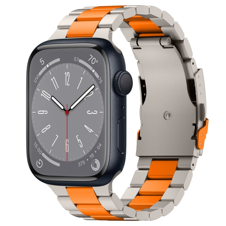 For Apple Watch Series 8 45mm Three Beads Titanium Alloy Metal Watch Band(Titanium Orange) by bashfashion
