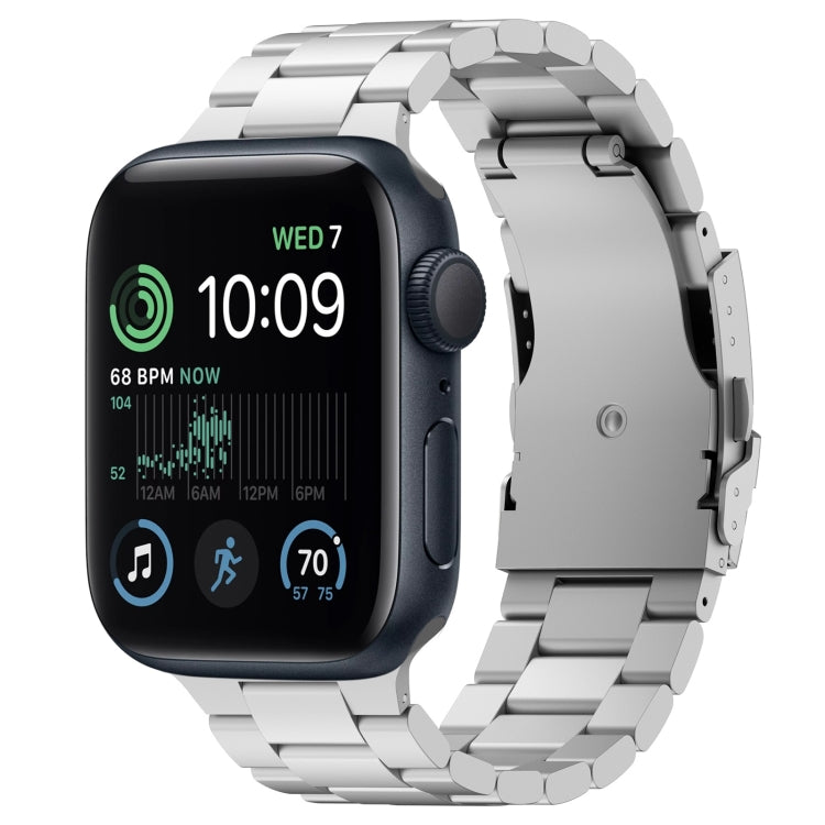 For Apple Watch SE 2022 40mm Three Beads Titanium Alloy Metal Watch Band(Silver) by bashfashion