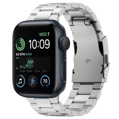For Apple Watch SE 2022 40mm Three Beads Titanium Alloy Metal Watch Band(Silver) by bashfashion