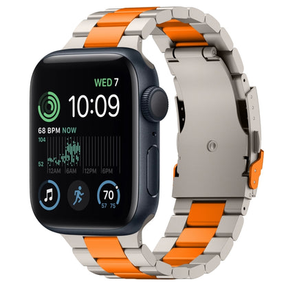 For Apple Watch SE 2022 40mm Three Beads Titanium Alloy Metal Watch Band(Titanium Orange) by bashfashion