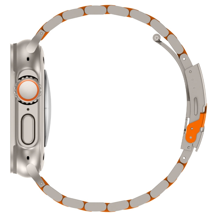 For Apple Watch SE 2022 40mm Three Beads Titanium Alloy Metal Watch Band(Titanium Orange) by bashfashion