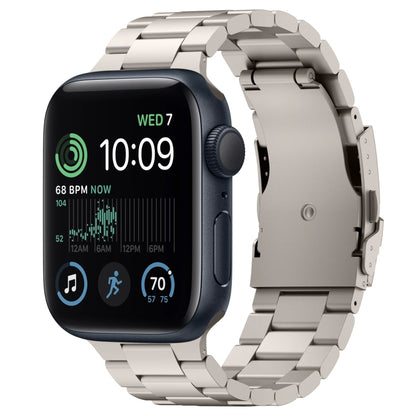 For Apple Watch SE 2022 44mm Three Beads Titanium Alloy Metal Watch Band(Titanium Color) by bashfashion