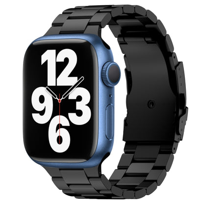 For Apple Watch Series 7 45mm Three Beads Titanium Alloy Metal Watch Band(Black) by bashfashion