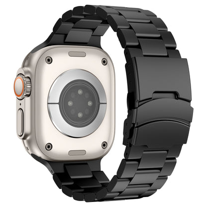 For Apple Watch Series 7 45mm Three Beads Titanium Alloy Metal Watch Band(Black) by bashfashion