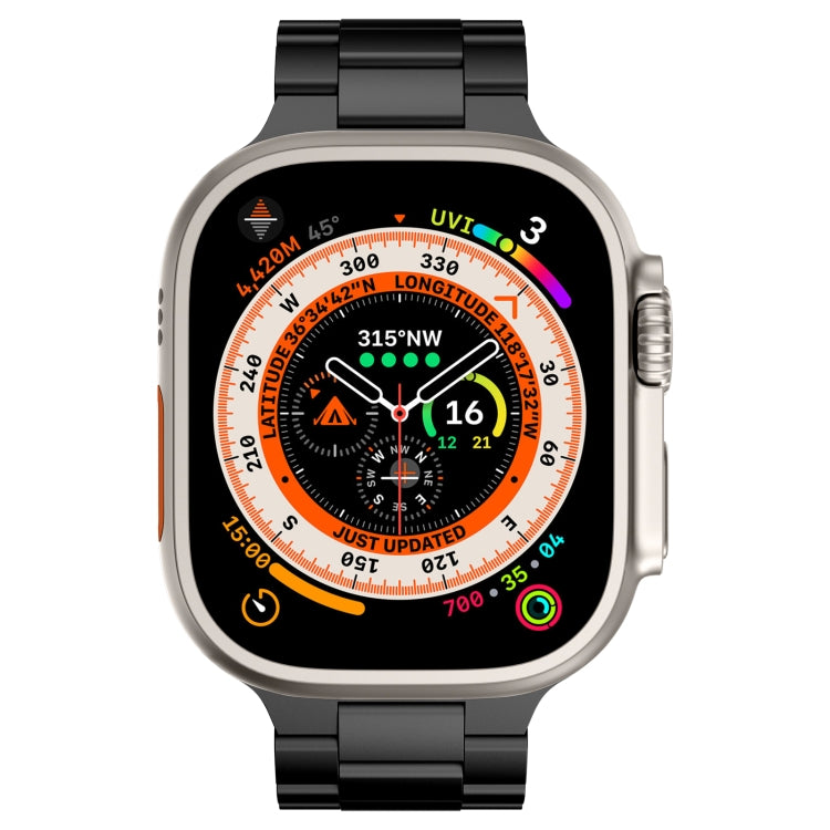 For Apple Watch Series 7 45mm Three Beads Titanium Alloy Metal Watch Band(Black) by bashfashion