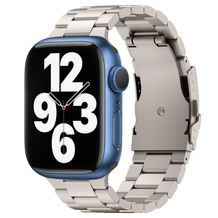For Apple Watch Series 7 45mm Three Beads Titanium Alloy Metal Watch Band(Titanium Color) by bashfashion
