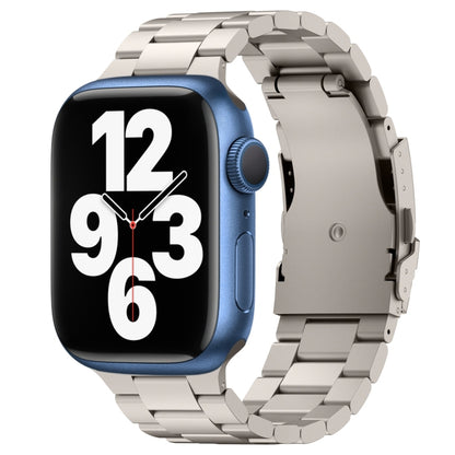 For Apple Watch Series 7 45mm Three Beads Titanium Alloy Metal Watch Band(Titanium Color) by bashfashion