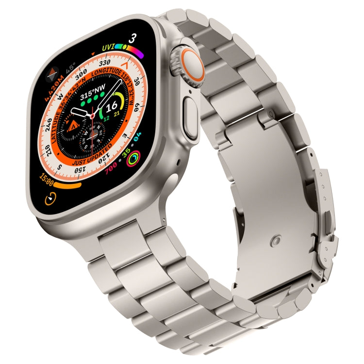 For Apple Watch Series 7 45mm Three Beads Titanium Alloy Metal Watch Band(Titanium Color) by bashfashion