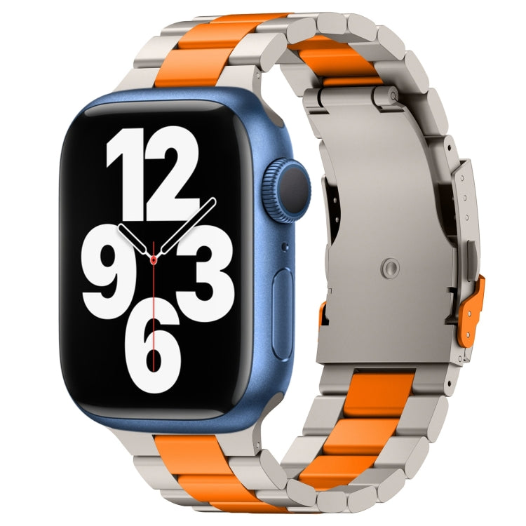For Apple Watch Series 7 45mm Three Beads Titanium Alloy Metal Watch Band(Titanium Orange) by bashfashion