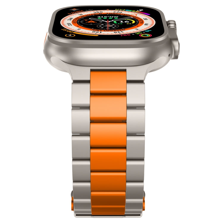 For Apple Watch Series 7 45mm Three Beads Titanium Alloy Metal Watch Band(Titanium Orange) by bashfashion