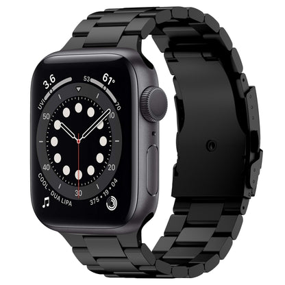 For Apple Watch Series 6 40mm Three Beads Titanium Alloy Metal Watch Band(Black) by bashfashion