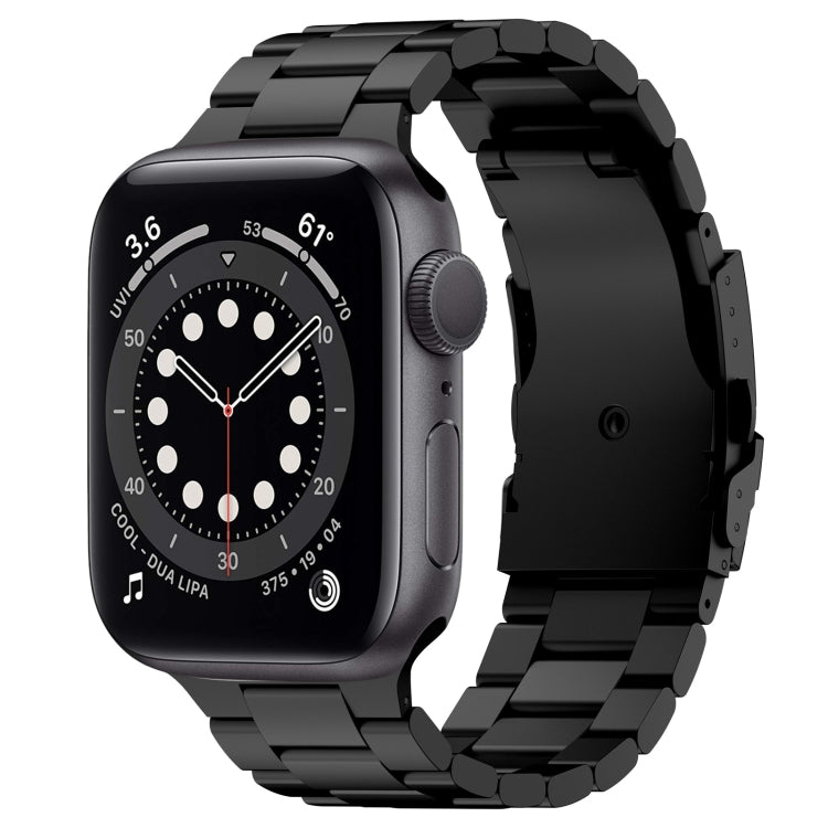 For Apple Watch Series 6 44mm Three Beads Titanium Alloy Metal Watch Band(Black) by bashfashion