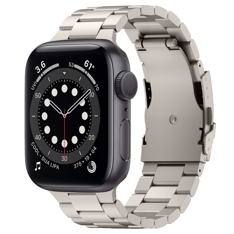 For Apple Watch Series 6 44mm Three Beads Titanium Alloy Metal Watch Band(Titanium Color) by bashfashion