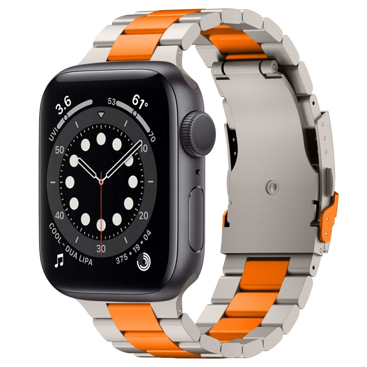 For Apple Watch Series 6 44mm Three Beads Titanium Alloy Metal Watch Band(Titanium Orange) by bashfashion