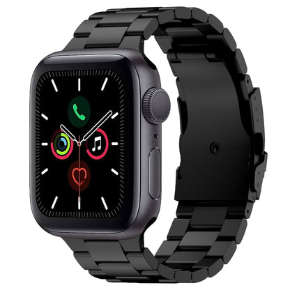 For Apple Watch Series 5 44mm Three Beads Titanium Alloy Metal Watch Band(Black) by bashfashion