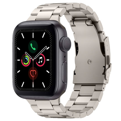 For Apple Watch Series 5 44mm Three Beads Titanium Alloy Metal Watch Band(Titanium Color) by bashfashion