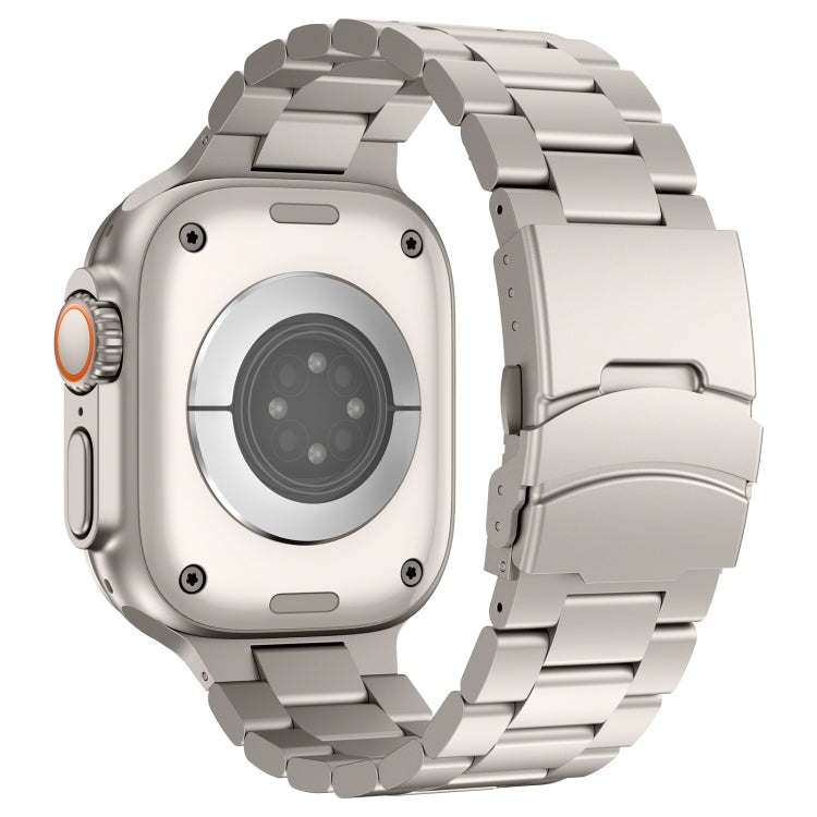 For Apple Watch Series 5 44mm Three Beads Titanium Alloy Metal Watch Band(Titanium Color) by bashfashion