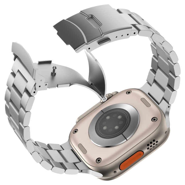 For Apple Watch Series 5 40mm Three Beads Titanium Alloy Metal Watch Band(Silver) by bashfashion