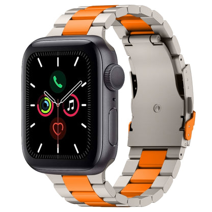 For Apple Watch Series 5 40mm Three Beads Titanium Alloy Metal Watch Band(Titanium Orange) by bashfashion