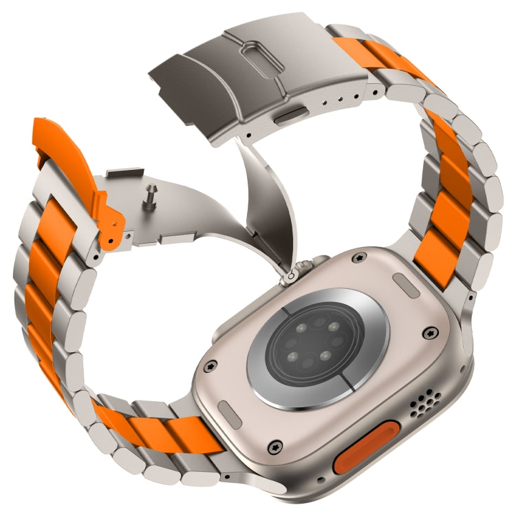 For Apple Watch Series 4 44mm Three Beads Titanium Alloy Metal Watch Band(Titanium Orange) by bashfashion