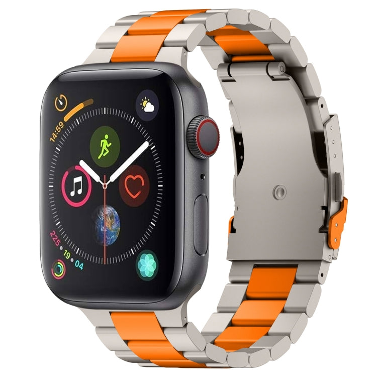 For Apple Watch Series 4 40mm Three Beads Titanium Alloy Metal Watch Band(Titanium Orange) by bashfashion
