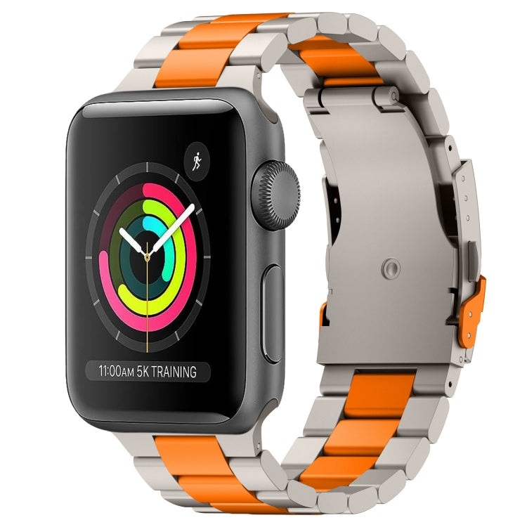 For Apple Watch Series 3 38mm Three Beads Titanium Alloy Metal Watch Band(Titanium Orange) by bashfashion