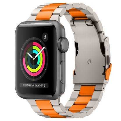 For Apple Watch Series 3 38mm Three Beads Titanium Alloy Metal Watch Band(Titanium Orange) by bashfashion