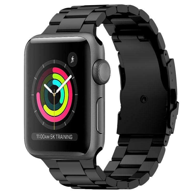 For Apple Watch Series 3 42mm Three Beads Titanium Alloy Metal Watch Band(Black) by bashfashion
