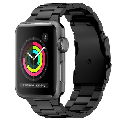 For Apple Watch Series 3 42mm Three Beads Titanium Alloy Metal Watch Band(Black) by bashfashion