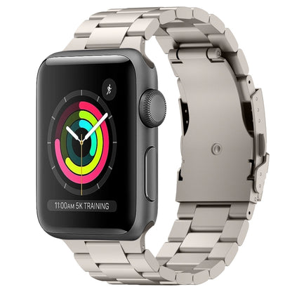 For Apple Watch Series 3 42mm Three Beads Titanium Alloy Metal Watch Band(Titanium Color) by bashfashion
