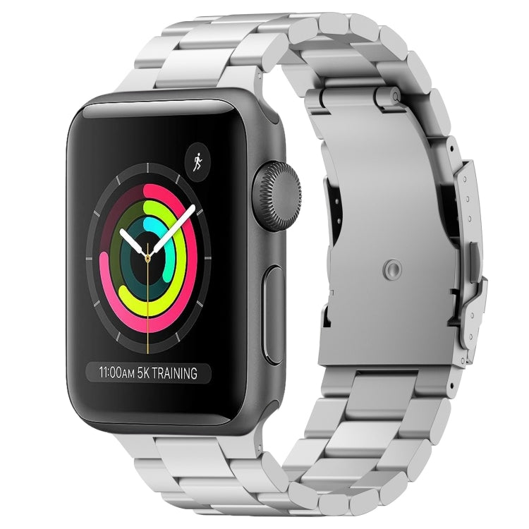 For Apple Watch Series 3 42mm Three Beads Titanium Alloy Metal Watch Band(Silver) by bashfashion