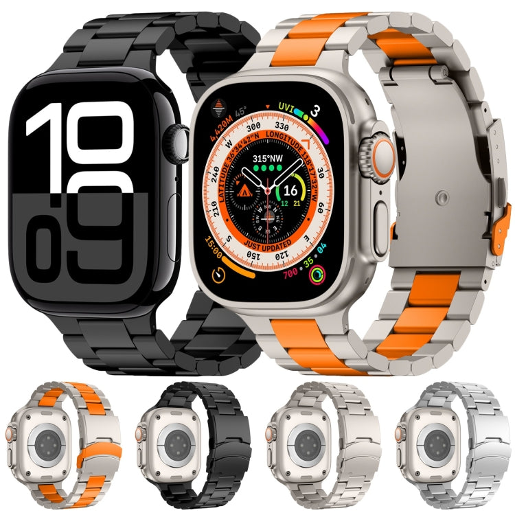 For Apple Watch Series 5 44mm Three Beads Titanium Alloy Metal Watch Band(Titanium Color) by bashfashion