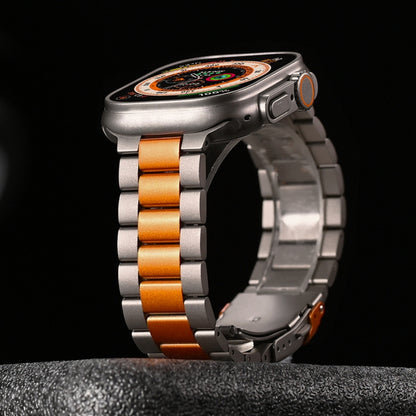 For Apple Watch SE 2022 44mm Three Beads Titanium Alloy Metal Watch Band(Titanium Color) by bashfashion