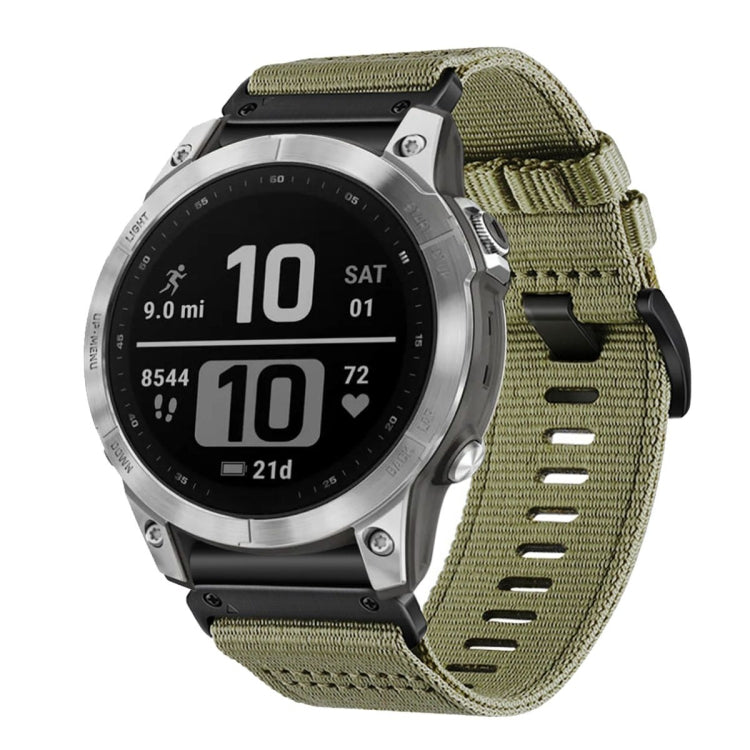 For Garmin Fenix 7 Pro Nylon Canvas Quick Release 22mm Watch Band(Olive Green) by bashfashion