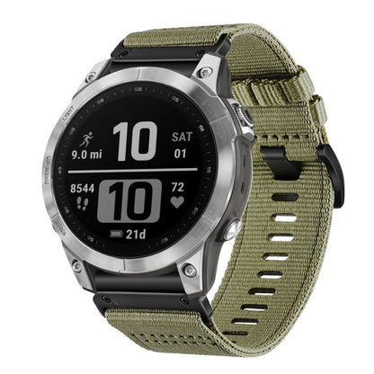 For Garmin Fenix 7 Pro Nylon Canvas Quick Release 22mm Watch Band(Olive Green) by bashfashion
