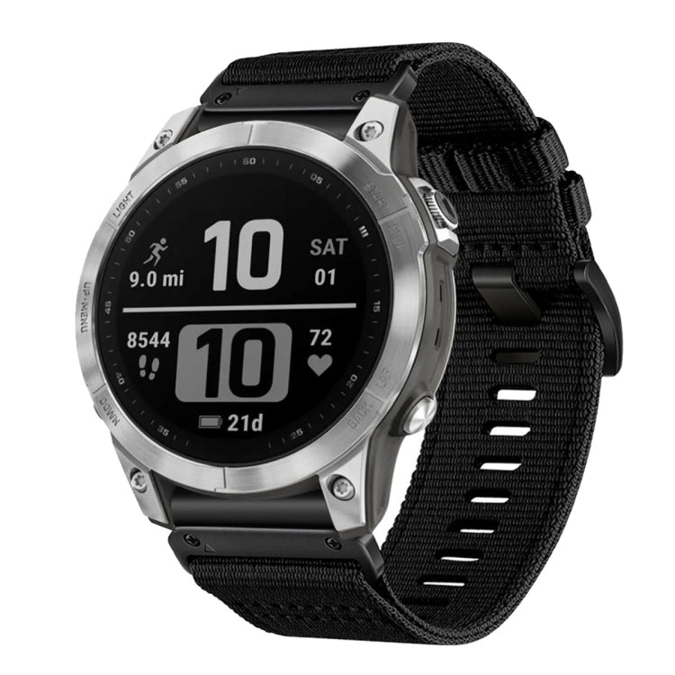 For Garmin Fenix 7 Pro Nylon Canvas Quick Release 22mm Watch Band(Black) by bashfashion