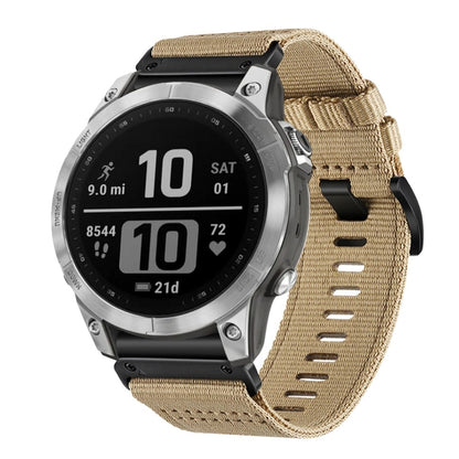For Garmin Fenix 7 Pro Nylon Canvas Quick Release 22mm Watch Band(Khaki) by bashfashion