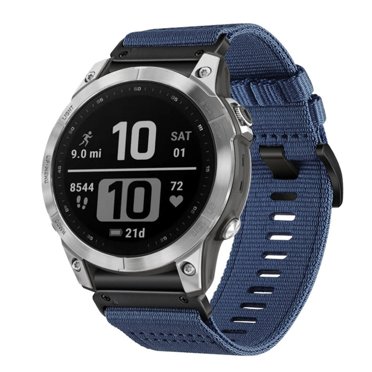 For Garmin Fenix 7 Pro Nylon Canvas Quick Release 22mm Watch Band(Blue) by bashfashion