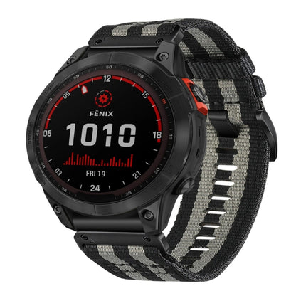 For Garmin Fenix 7 Solar Nylon Canvas Quick Release 22mm Watch Band(Black Gray) by bashfashion