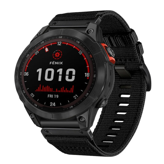 For Garmin Fenix 7 Solar Nylon Canvas Quick Release 22mm Watch Band(Black) by bashfashion